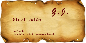Giczi Jolán névjegykártya